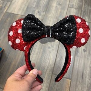 Disney Minnie Mouse Red and Black Sequin Polka Dot Ears Headband